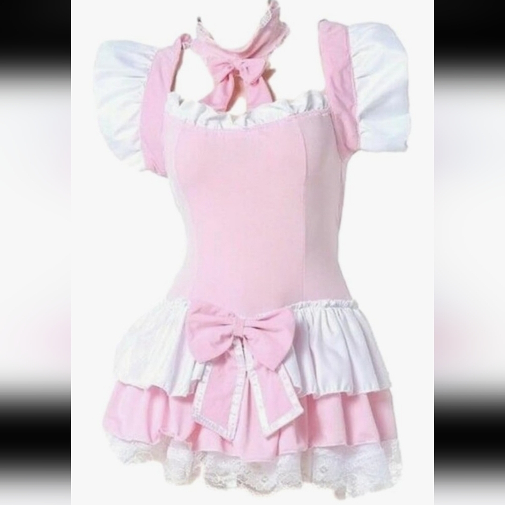 Maid Cosplay Costume Dress With Choker